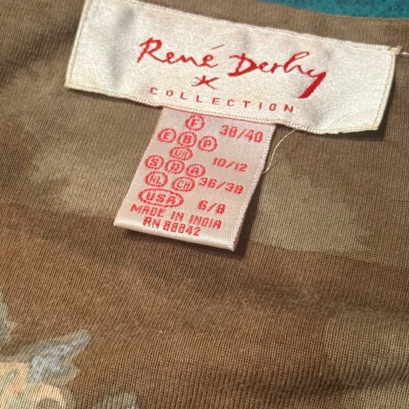 90s Y2K Rene Derhy Top Olive Green Floral Sequin Sheer Velvet Trim Hippie Boho - Picture 12 of 12